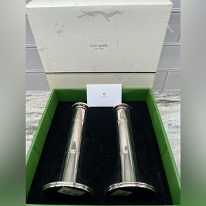 Kate Spade Pompano Point 8” Silverplated Candlestick Pair